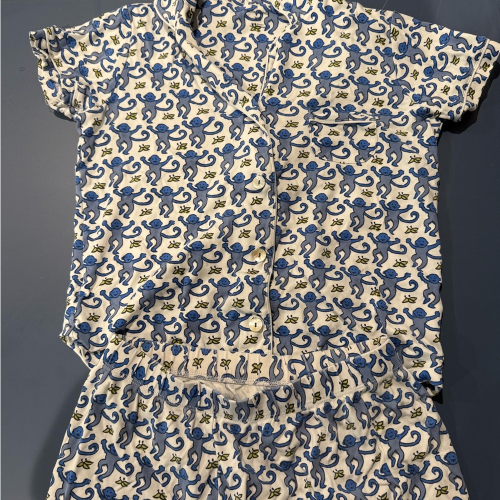 Blue Monkey Print Pajamas